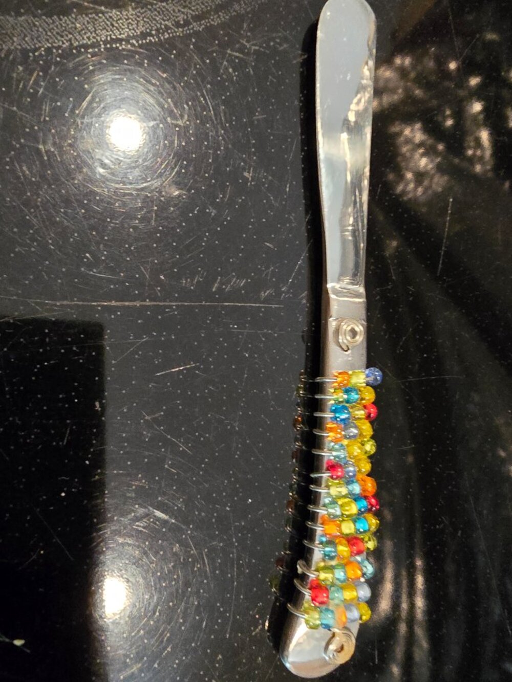 Vintage Beaded Canape Knife or Spreader 6"
